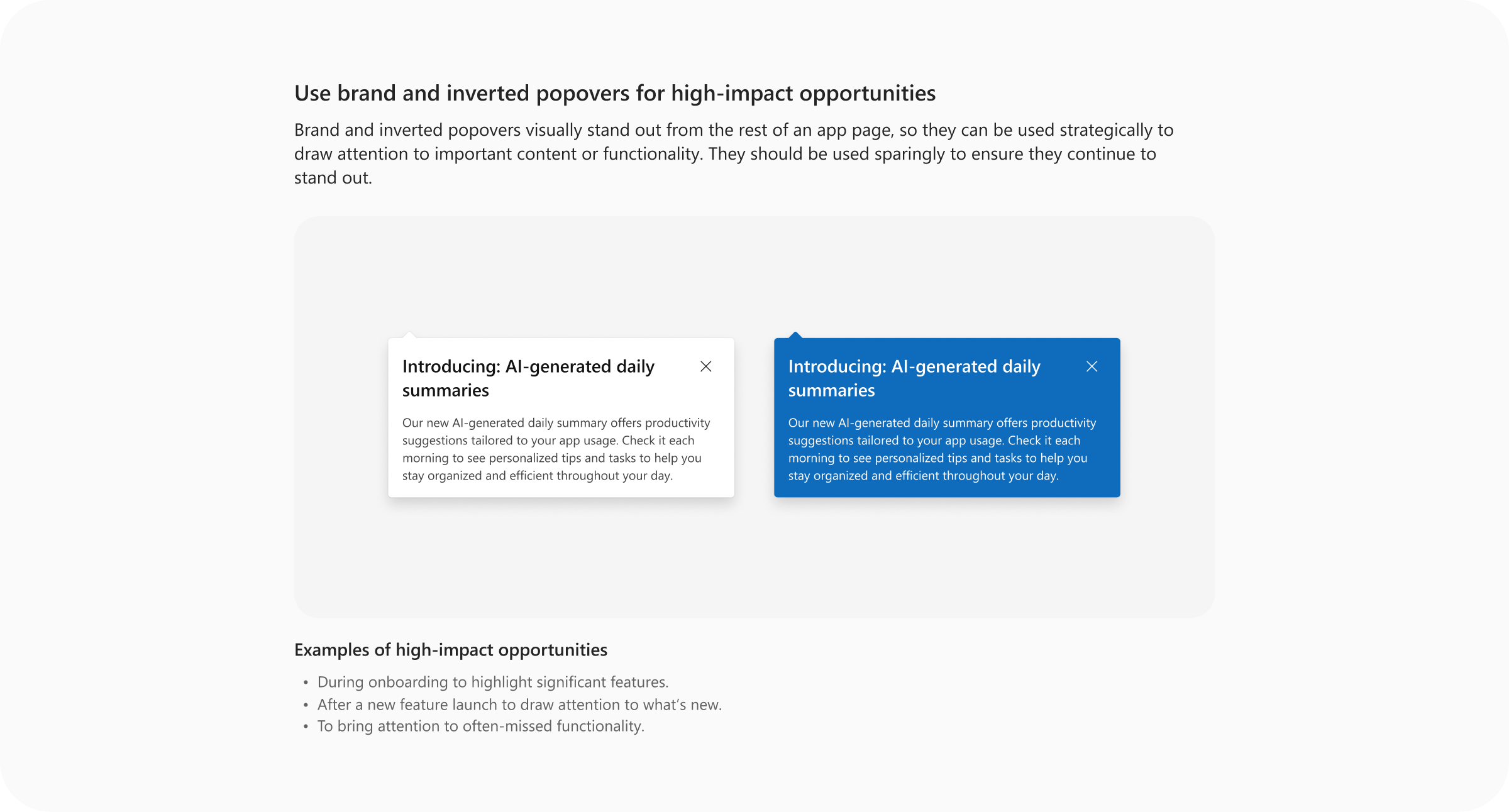 New — popover guidance